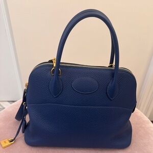 Hermes Blue bolide with Gold hardware